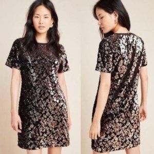 RO+DE / Anthropologie Andi Sequin Tee Dress EUC